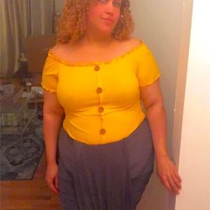 Love j - sunny yellow off shoulder top, 2xl